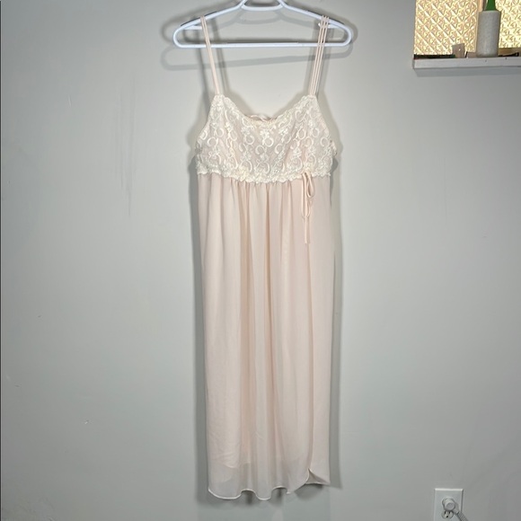Blossom Intimates Other - Vintage Cream Peachy Lace Beaded Slip dress nightgown with Sheer Finish